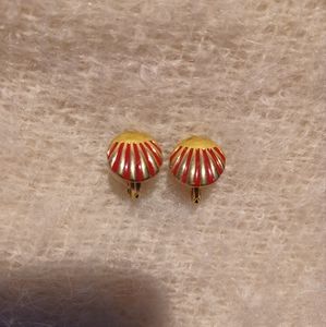 Vintage red and gold clip on earrings by Monet